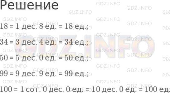 Решение 1: Страница 102 №5, Часть 2 — ГДЗ по Математике 2 класс: Моро М.И. | Сколько десятков и сколько единиц в числах 18, 34, 50, 99, 100?