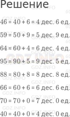 Решение 1: Страница 116 №6, Часть 1 — ГДЗ по Математике 2 класс: Дорофеев Г.В. | Сколько десятков и сколько единиц в числе 46? 59? 64? 95? 88? 66? 70? 40?