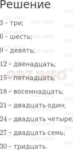Решение 1: Страница 75 №1, Часть 1 — ГДЗ по Математике 3 класс: Дорофеев Г.В. | Считай тройками до 30: "Три, шесть, ...".<br />Запиши результаты счета по порядку: 3, 6, ... .