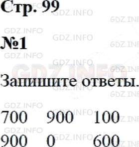 Решение 1: Страница 99 №1, Часть 2 — ГДЗ по Математике 3 класс: Дорофеев Г.В. | Вычисли значения выражений.<br />900 : 3 + 200 * 2<br />1000 - (400 * 2 - 700)<br />200 * 3 + 600 : 2<br />100 * 7 - (500 + 200)<br />1000 : 5 - 200 : 2<br />800 : 2 + 800 : 4