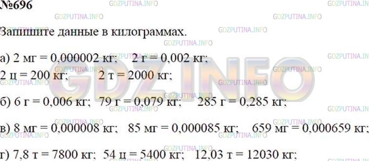 Решение 1: Номер №696 — ГДЗ по Математике 5 класс: Зубарева, Мордкович |