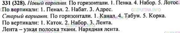Решение 1: Номер №331 — ГДЗ по Русскому языку 5 класс: Ладыженская Т.А. | Разгадайте кроссворд, используя лексические толкования слов. Запишите под цифрами отгаданные слова.<br /><br />По горизонтали:<br /><br />1. Плотная плёнка на поверхности остывшего молока. 4. Совокупность предметов одной области применения. 5. Водное растение с красивыми крупными цветками, растущее в основном в странах бассейна Индийского океана.<br /><br />По вертикали:<br /><br />1. Длинная коробочка или футляр для хранения ручек, карандашей. 2. Сигнал тревоги в случае какого-либо бедствия (пожара, наводнения), подаваемый ударами колокола. 3. Надпись на почтовом конверте, которая указывает место назначения и получателя.<br /><br />Слова для справок: набат, пенал, лотос, пенка, набор, адрес.