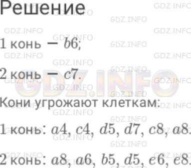 Решение 1: Номер №965 — ГДЗ по Математике 6 класс: Дорофеев Г.В. | Определите координаты клеток, занятых двумя конями (рис. 11 . 21 ). Запишите координаты всех клеток, находящихся под угрозой нападения этих коней.