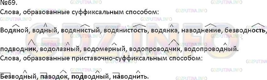 Решение 1: Упражнение №69 — ГДЗ по Русскому языку 7 класс: Разумовская М.М. |