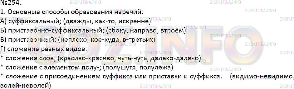 Решение 1: Упражнение №254 — ГДЗ по Русскому языку 7 класс: Разумовская М.М. | 