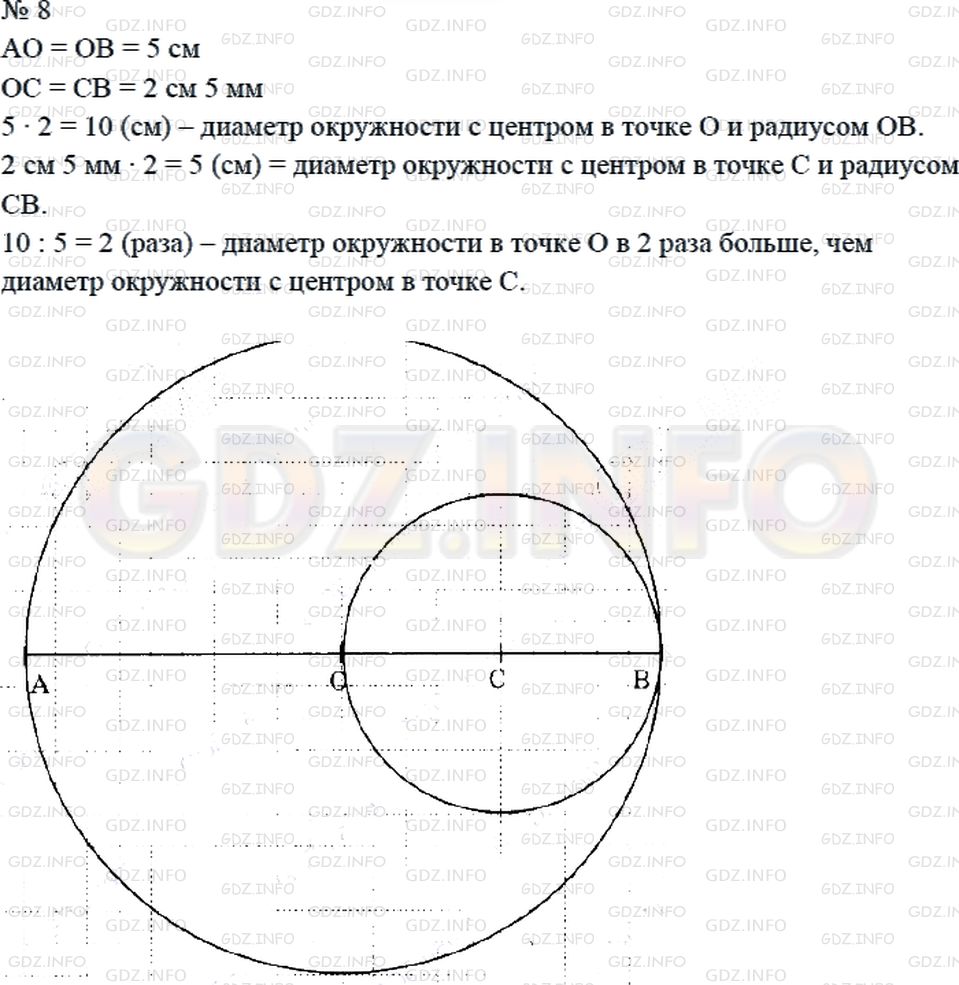 Решение 2: Страница 89 №8, Часть 1 — ГДЗ по Математике 4 класс: Дорофеев Г.В. | Начерти отрезок AB длиной 10 см и отметь на нем точки O и C так, чтобы были равн