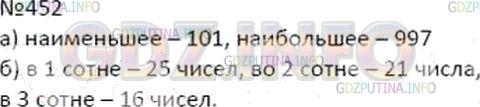 Решение 2: Номер №452 — ГДЗ по Математике 5 класс: Дорофеев Г.В. | Выполните задание с помощью таблицы простых чисел:<br />а) Найдите наименьшее и