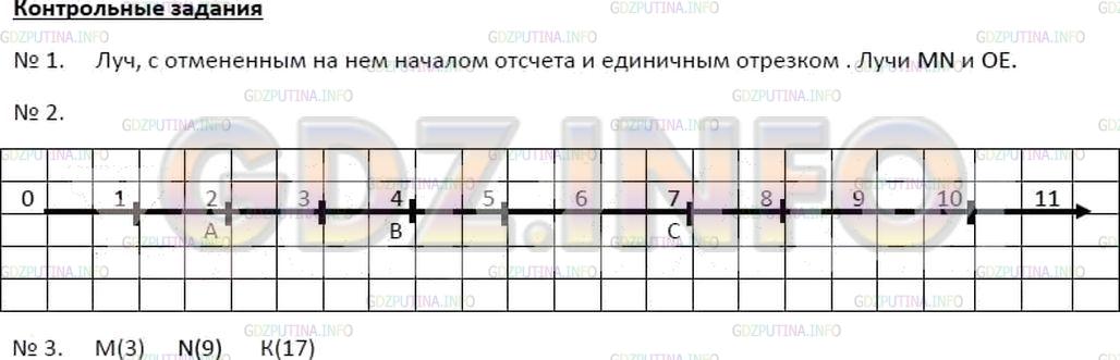 Решение 2: Контрольное задание №3, Параграф 7 — ГДЗ по Математике 5 класс: Зубарева, Мордкович | Определите координаты точек, отмеченных на рисунке 29.