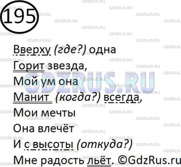 Решение 2: Номер №195 — ГДЗ по Русскому языку 5 класс: Ладыженская Т.А. | Спишите отрывок из стихотворения М. Лермонтова «Моя звезда». Подчеркните обстоят
