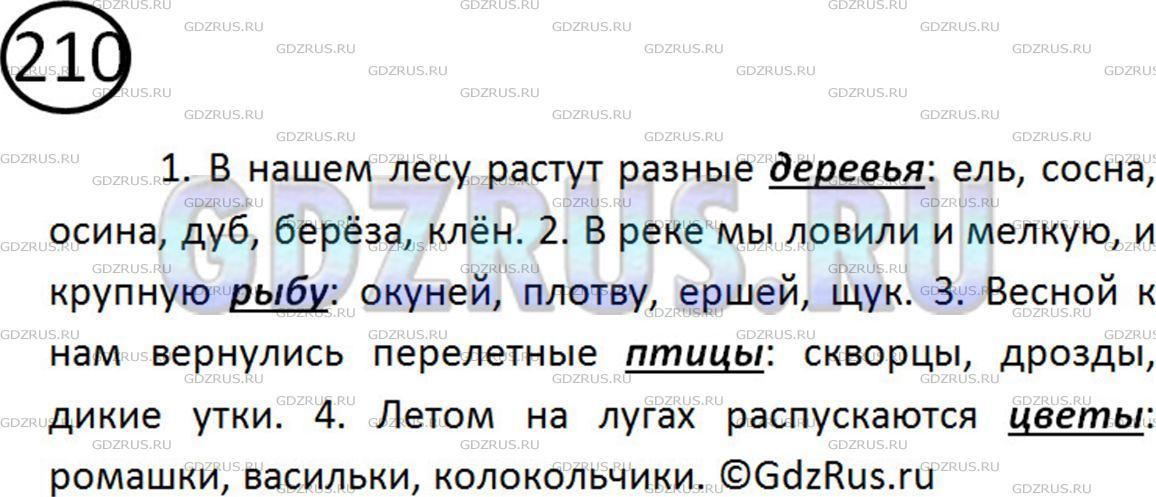 Решение 2: Номер №210 — ГДЗ по Русскому языку 5 класс: Ладыженская Т.А. | Подберите и вставьте в каждое предложение слово, которое являлось бы обобщающим 