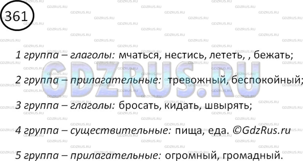 Решение 2: Номер №361 — ГДЗ по Русскому языку 5 класс: Ладыженская Т.А. | Выберите из данных слов синонимы и запишите отдельно каждую группу синонимов. Ка