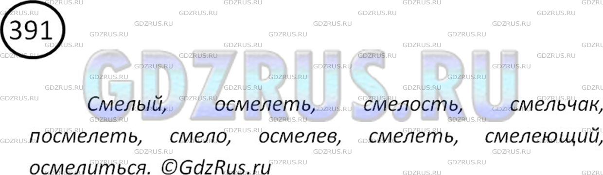 Решение 2: Номер №391 — ГДЗ по Русскому языку 5 класс: Ладыженская Т.А. | Продолжите ряд однокоренных слов смелый, осмелеть.