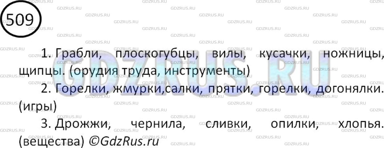 Решение 2: Номер №509 — ГДЗ по Русскому языку 5 класс: Ладыженская Т.А. | Запишите имена существительные, которые имеют форму только множественного числа.