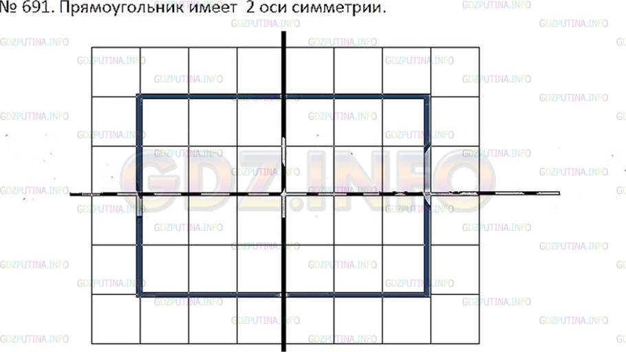 Решение 2: Номер №691 — ГДЗ по Математике 6 класс: Никольский С.М. | Постройте на клетчатой бумаге прямоугольник 4 * 6 и все его оси симметрии. Сколь