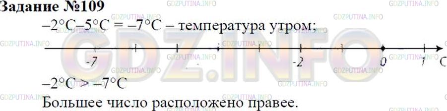 Решение 2: Номер №109 — ГДЗ по Математике 6 класс: Зубарева, Мордкович | 1) В полночь температура воздуха −2°C, а к утру понизилась на 5 градусов. Какой