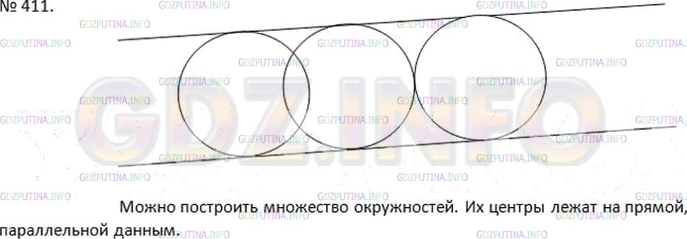 Решение 2: Номер №411 — ГДЗ по Математике 6 класс: Дорофеев Г.В. | Начертите две параллельные прямые. Постройте какую − нибудь окружность, для кото