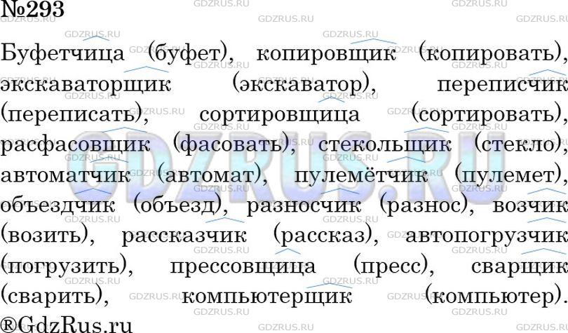 Решение 2: Номер №293 — ГДЗ по Русскому языку 6 класс: Ладыженская Т.А. | Ч или щ? Обозначьте суффикс, в скобках запишите слово, от которого образовано да
