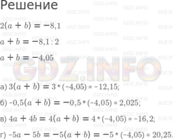 Решение 2: Номер задания №211 — ГДЗ по Алгебре 7 класс: Макарычев Ю.Н. | Известно, что при некоторых значениях а и b значение выражения 2(а + b) равно -8