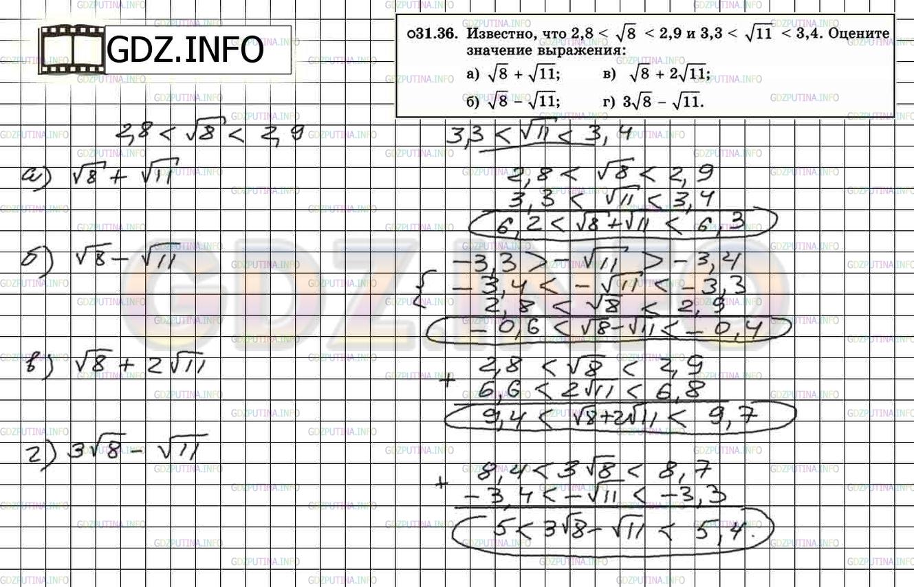 Решение 2: Задание №31.36 — ГДЗ по Алгебре 8 класс: Мордкович А.Г. | 