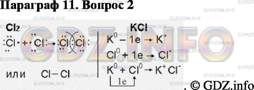Решение 2: Номер №2, Параграф 11 — ГДЗ по Химии 8 класс: Габриелян О.С. | Запишите схемы образования химических связей для веществ, состав которых отображ