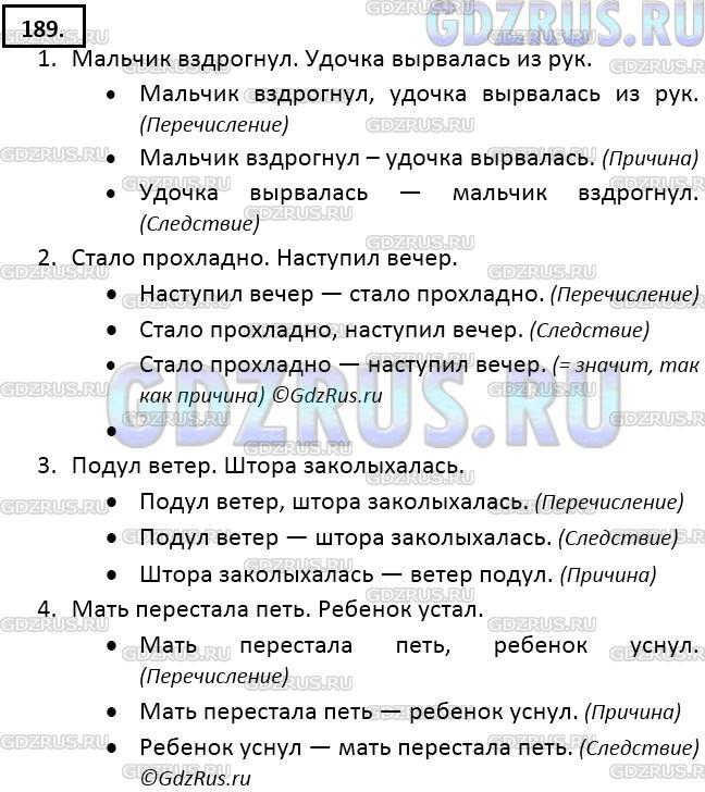 Решение 2: Номер №189 — ГДЗ по Русскому языку 9 класс: Ладыженская Т.А. | Воспроизведите мысленно различные ситуации и в зависимости от них составьте (уст