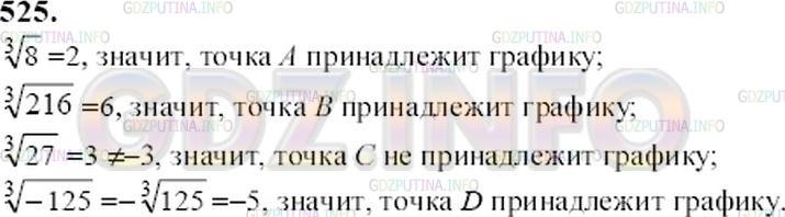 Решение 2: Номер задания №165 — ГДЗ по Алгебре 9 класс: Макарычев Ю.Н. | Принадлежит ли графику функции точка А(8; 2)? B(216; 6)? С(27; -3)? D(-125; -5)?