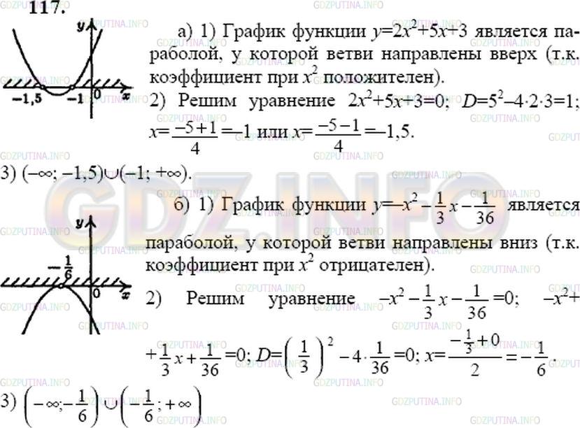 Решение 2: Номер задания №307 — ГДЗ по Алгебре 9 класс: Макарычев Ю.Н. | Найдите, при каких значениях х трехчлен:<br />а) 2хˆ2 + 5х + 3 принимает положит