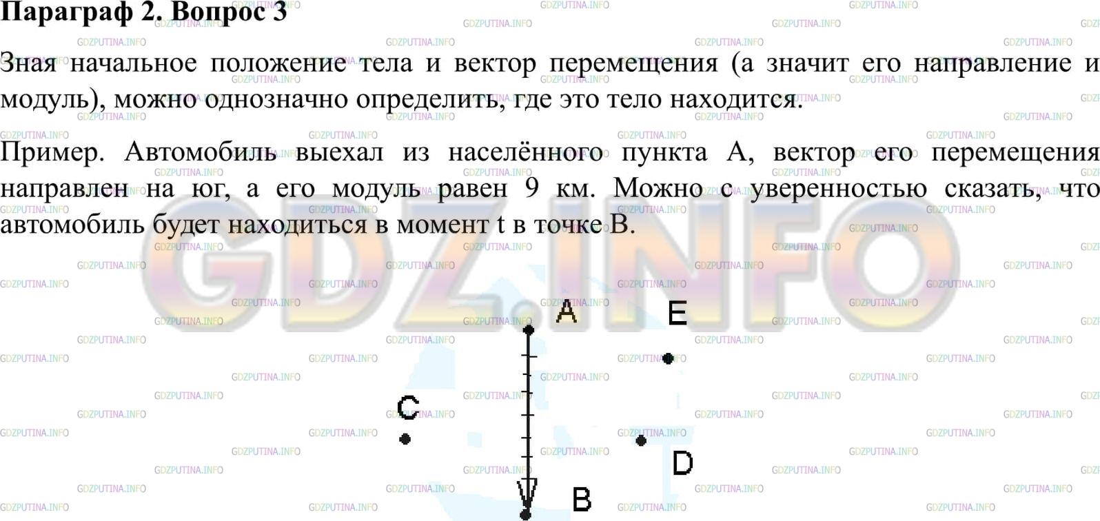 Решение 2: Вопрос №3, Параграф 2 — ГДЗ по Физике 9 класс: Пёрышкин А.В. | Можно ли однозначно определить положение тела в заданный момент времени t, зная