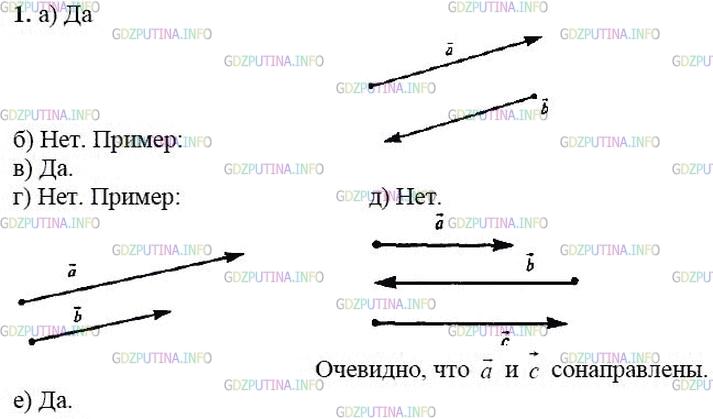 Решение 2: Вопрос №1, Глава 4 — ГДЗ по Геометрии 10-11 класс: Атанасян Л.С. | Справедливо ли утверждение: а) любые два противоположно направленных вектора кол