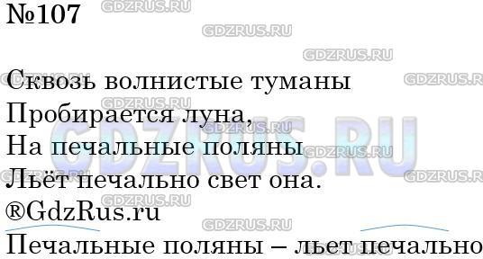 Решение 3: Номер №107 — ГДЗ по Русскому языку 5 класс: Ладыженская Т.А. | Прочитайте первое четверостишие из стихотворения А. Пушкина «Зимняя дорога». Най