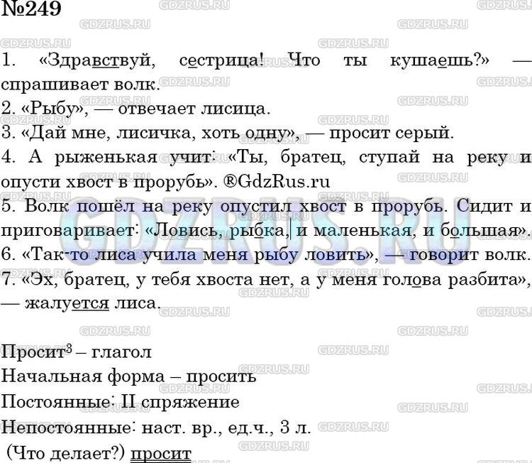 Решение 3: Номер №249 — ГДЗ по Русскому языку 5 класс: Ладыженская Т.А. | Перепишите отрывки из русской народной сказки, расставляя знаки препинания. Заме