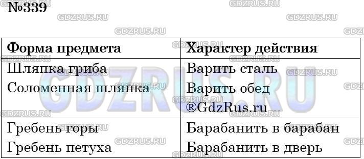 Решение 3: Номер №339 — ГДЗ по Русскому языку 5 класс: Ладыженская Т.А. | Прочитайте словосочетания. В каких выделенных многозначных словах общим в лексич