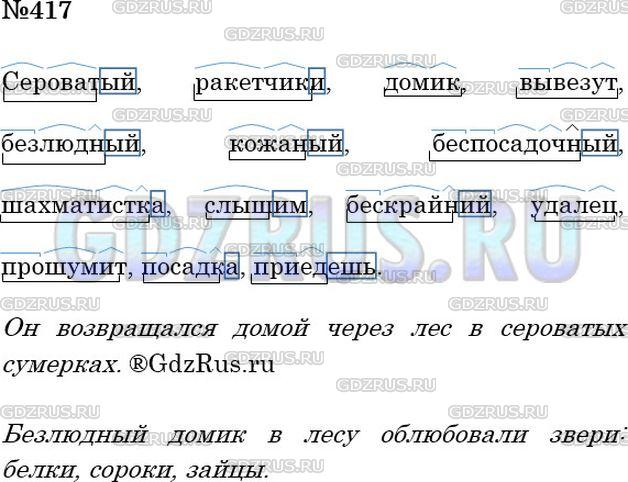 Решение 3: Номер №417 — ГДЗ по Русскому языку 5 класс: Ладыженская Т.А. | Обозначьте основу слова и морфемы, из которых она состоит. Составьте распростран