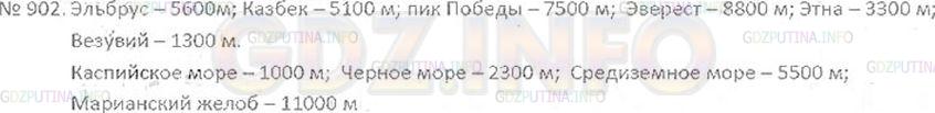Решение 3: Номер №902 — ГДЗ по Математике 6 класс: Виленкин Н.Я. | Найдите по шкале (рис. 57) высоты гор и глубины морей и океанов.