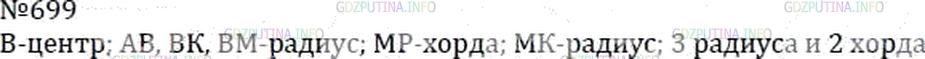 Решение 3: Номер №699 — ГДЗ по Математике 6 класс: Мерзляк А.Г. | Укажите радиус, хорду и диаметр окружности с центром B, изображенной на рисунке 