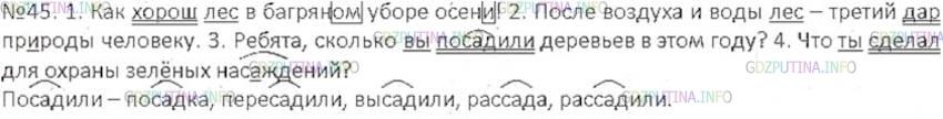 Решение 3: Номер №45 — ГДЗ по Русскому языку 6 класс: Ладыженская Т.А. | Спишите предложения, расставляя знаки завершения. Подчеркните основы предложений