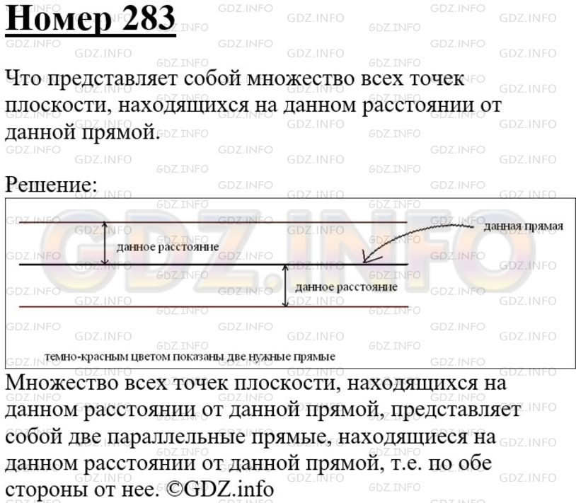 Решение 3: Номер №283 — ГДЗ по Геометрии 7-9 класс: Атанасян Л.С. | Что представляет собой множество всех точек плоскости, находящихся на данном рас
