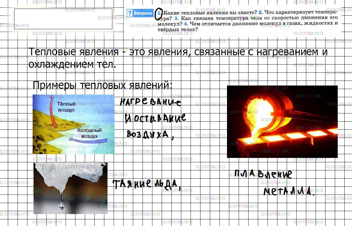 Решение 3: Вопрос №1, Параграф 1 — ГДЗ по Физике 8 класс: Пёрышкин А.В. | Какие тепловые явления вы знаете?