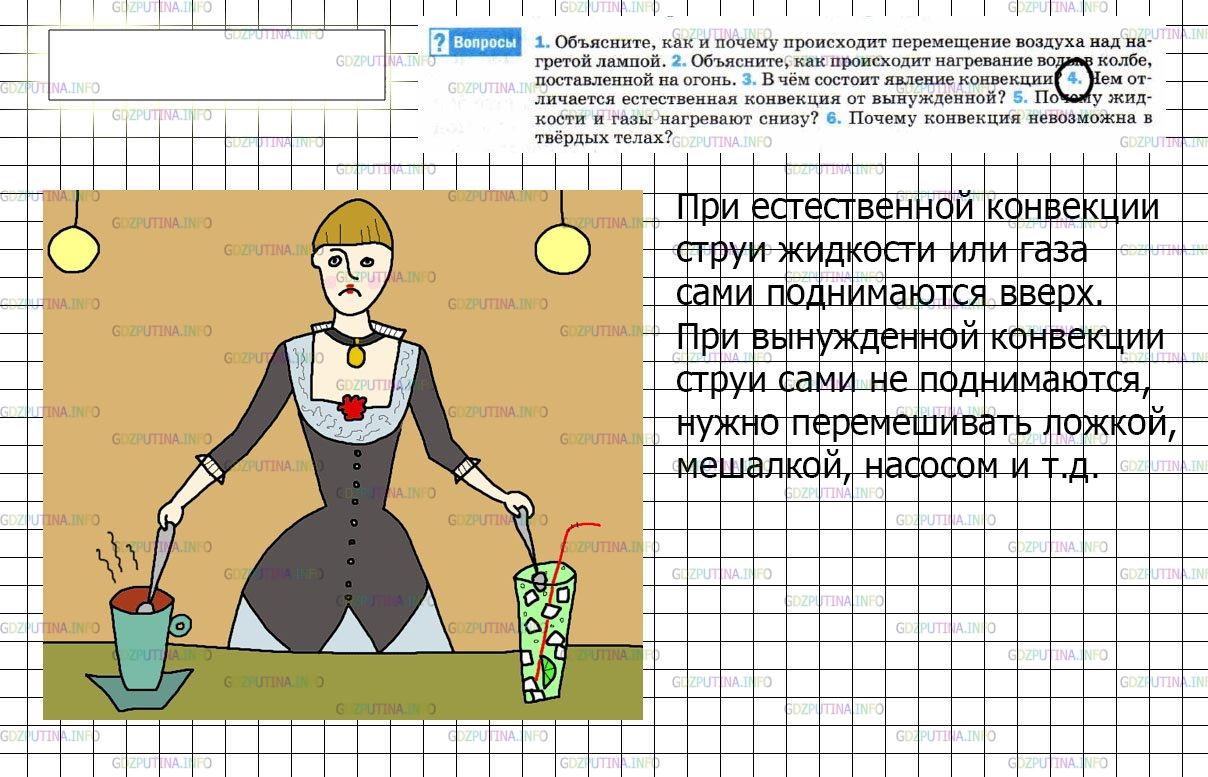Решение 3: Вопрос №4, Параграф 5 — ГДЗ по Физике 8 класс: Пёрышкин А.В. | Чем отличается естественная конвекция от вынужденной?