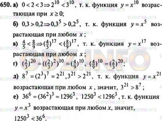 Решение 3: Номер задания №250 — ГДЗ по Алгебре 9 класс: Макарычев Ю.Н. | Сравните значения степеней:<br />а) 2ˆ10 и 31ˆ10;<br />б) 0,3ˆ5 и 0,2ˆ5;<br />в)