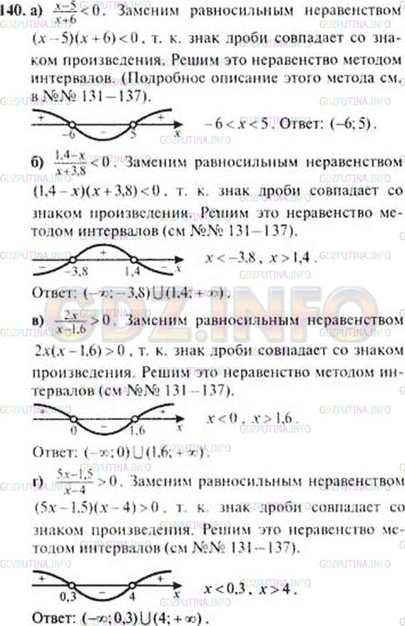 Решение 3: Номер задания №334 — ГДЗ по Алгебре 9 класс: Макарычев Ю.Н. | Решите неравенство:<br />а) x-5 / x+6 < 0;<br />б) 1,4-x / x+3,8 < 0;<br /