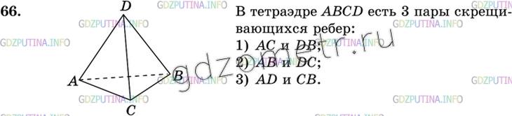 Решение 3: Номер №66 — ГДЗ по Геометрии 10-11 класс: Атанасян Л.С. | Назовите все пары скрещивающихся (т.е: принадлежащих скрещивающимся прямым) ребе