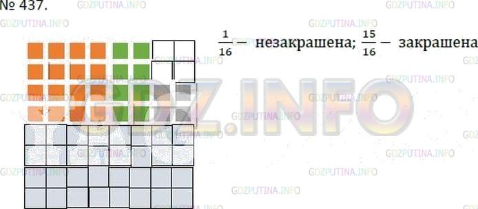 Решение 4: Номер №437 — ГДЗ по Математике 5 класс: Зубарева, Мордкович | Изобразите в тетради такой же квадрат, как на рисунке 79. Закрасьте 1/2 квадрата