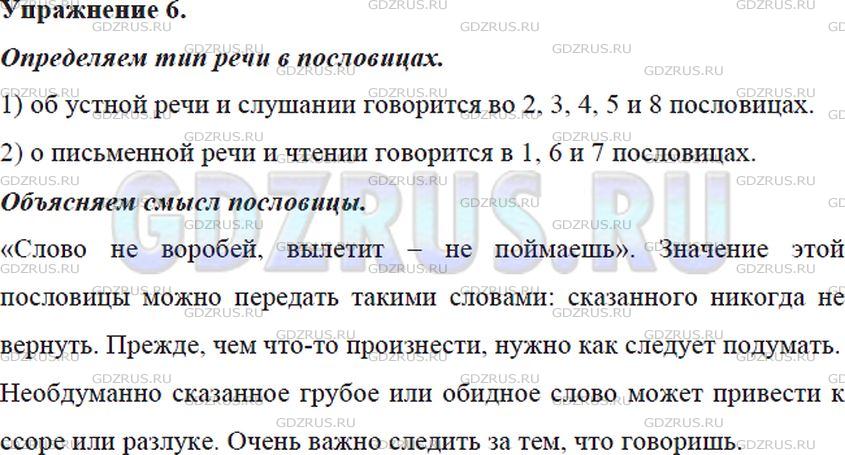 Решение 4: Номер №6 — ГДЗ по Русскому языку 5 класс: Ладыженская Т.А. | В каких пословицах (поговорках) русского народа говорится: 1) об устной речи и с