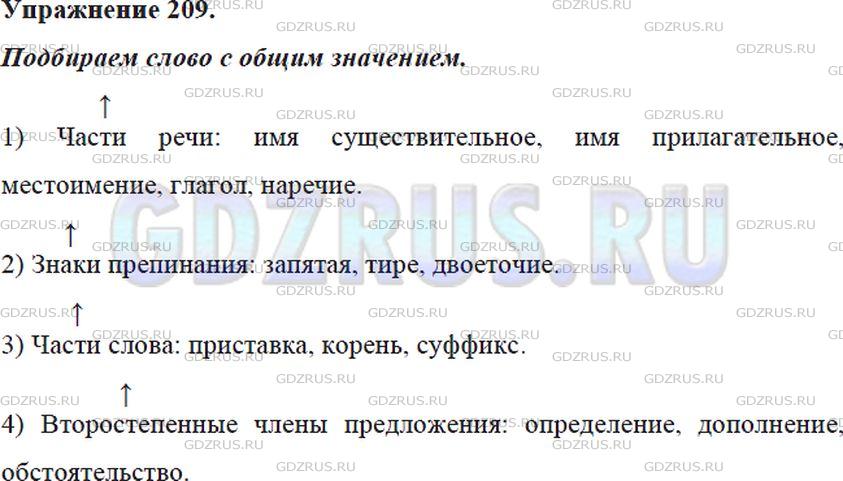 Решение 4: Номер №209 — ГДЗ по Русскому языку 5 класс: Ладыженская Т.А. | К каждой группе слов подберите одно с общим для них значением, затем запишите сл