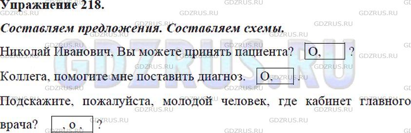 Решение 4: Номер №218 — ГДЗ по Русскому языку 5 класс: Ладыженская Т.А. | Придумайте ситуации, когда к молодому врачу Николаю Ивановичу Рыбакову уместно о