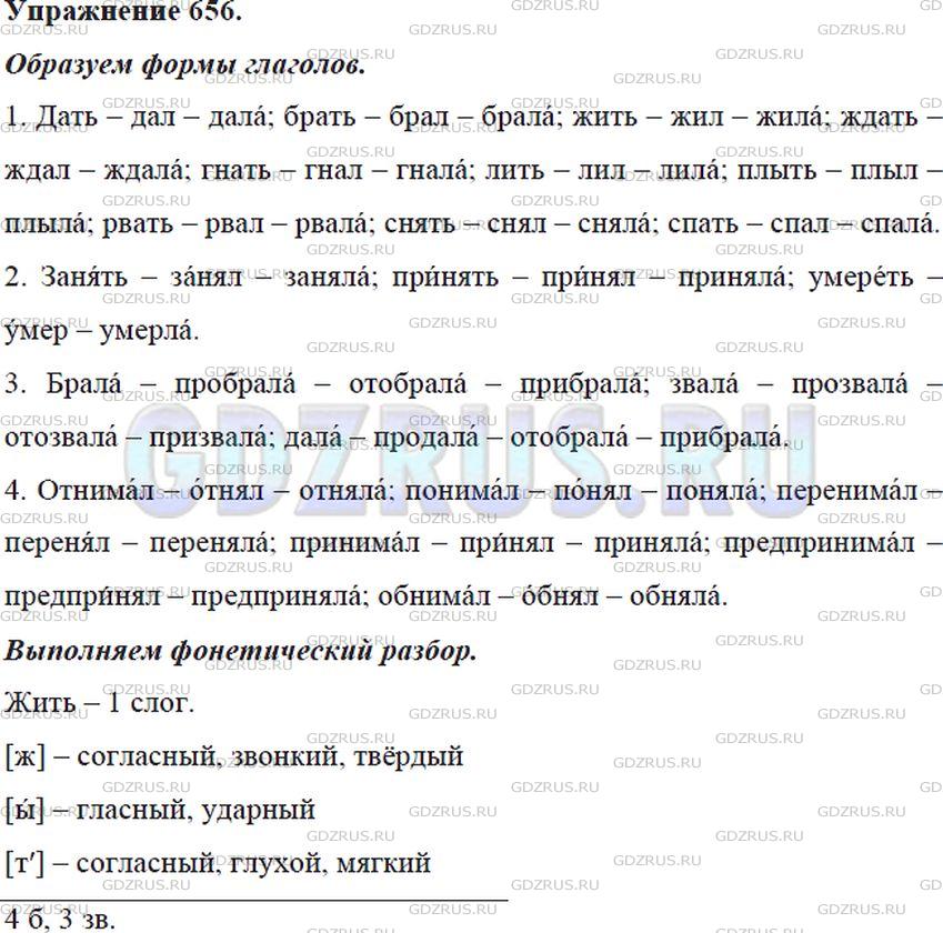 Решение 4: Номер №656 — ГДЗ по Русскому языку 5 класс: Ладыженская Т.А. | Образуйте (устно) глаголы и их формы по образцу. Правильно произносите эти глаго