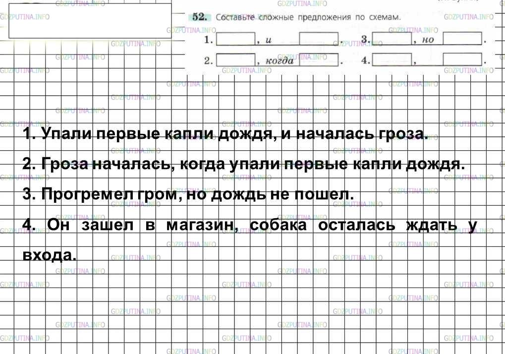Решение 4: Номер №52 — ГДЗ по Русскому языку 6 класс: Ладыженская Т.А. | Составьте сложные предложения по схемам.