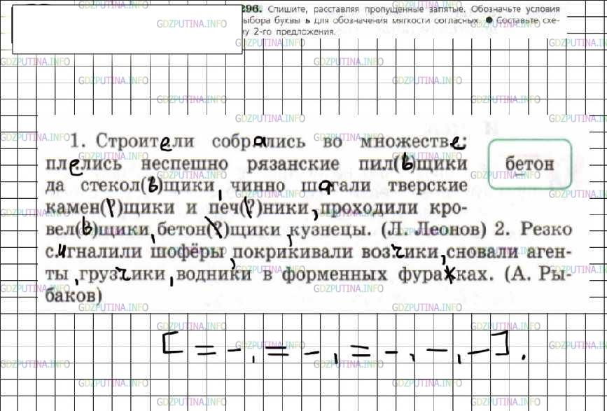 Решение 4: Номер №296 — ГДЗ по Русскому языку 6 класс: Ладыженская Т.А. | Спишите, расставляя пропущенные запятые. Обозначьте условия выбора буквы ь для о