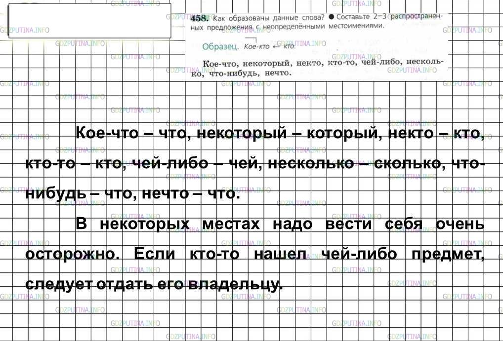 Решение 4: Номер №458 — ГДЗ по Русскому языку 6 класс: Ладыженская Т.А. | Как образованы данные слова? • Составьте 2-3 распространённых предложения с неоп